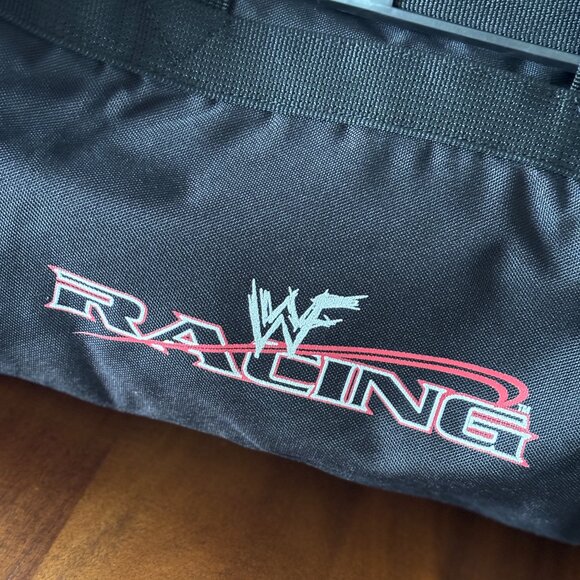 WWF WWE Racing XFL Exclusive Wrestling Tradeshow Canvas Duffle Bag Vintage Rare - Picture 4 of 7